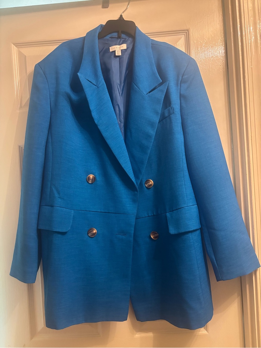 Topshop Women’s Double-Breasted Blazer in Bright Blue
